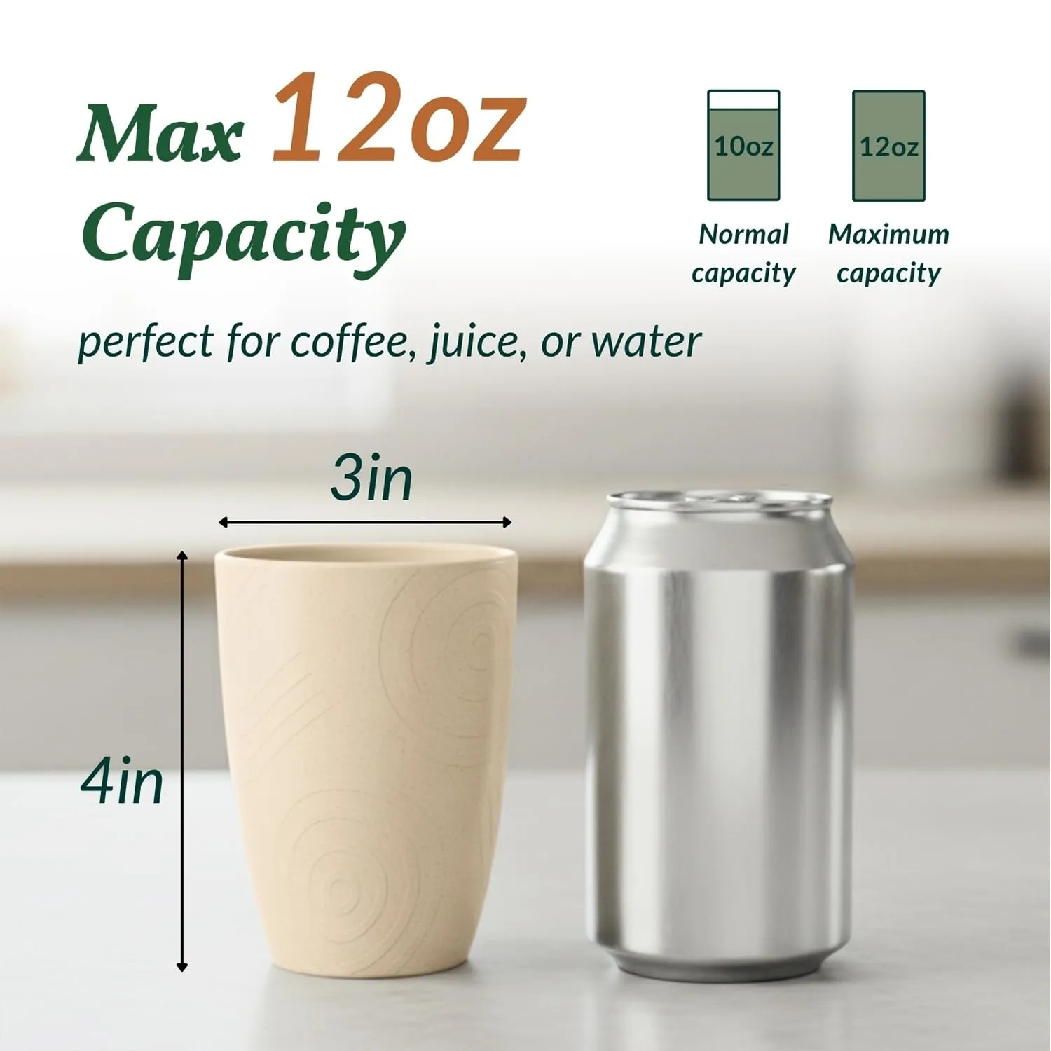 Homienly Wheat Straw Cups Lightweight Drinking Glasses Unbreakable Plastic Tumblers Dishwasher & Microwave Safe Plastic Cups for Kitchen, Travel, Camping, 12oz Reusable Cup Set (6 PCS, Multilight)