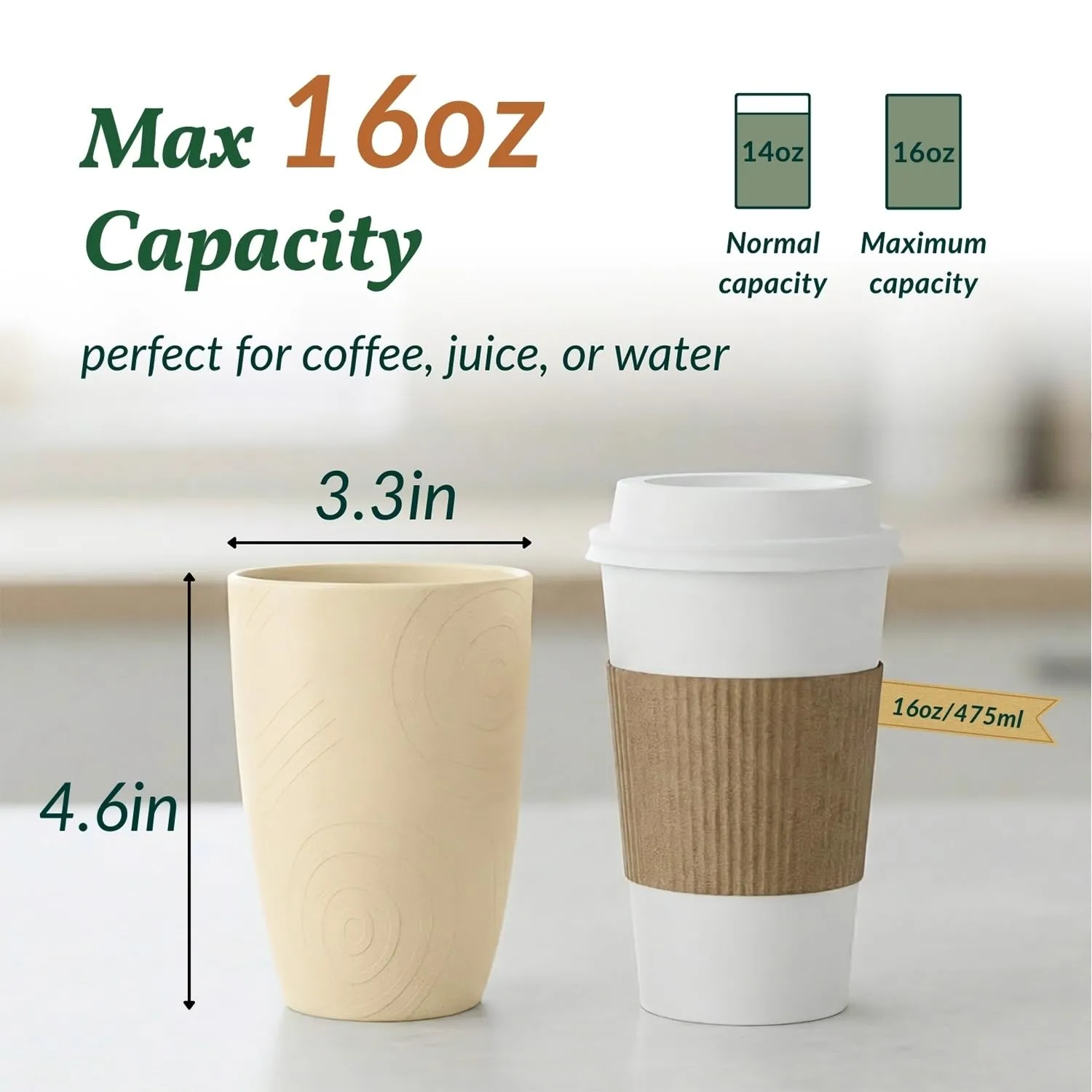 Homienly Wheat Straw Cups for Kitchen 16OZ Unbreakable Plastic Glasses Drinking Dishwasher & Microwave Safe Reusable Party Cups Camping Cup for Coke, Water, Iced Coffee, Juice Set of 6 (Multilight)