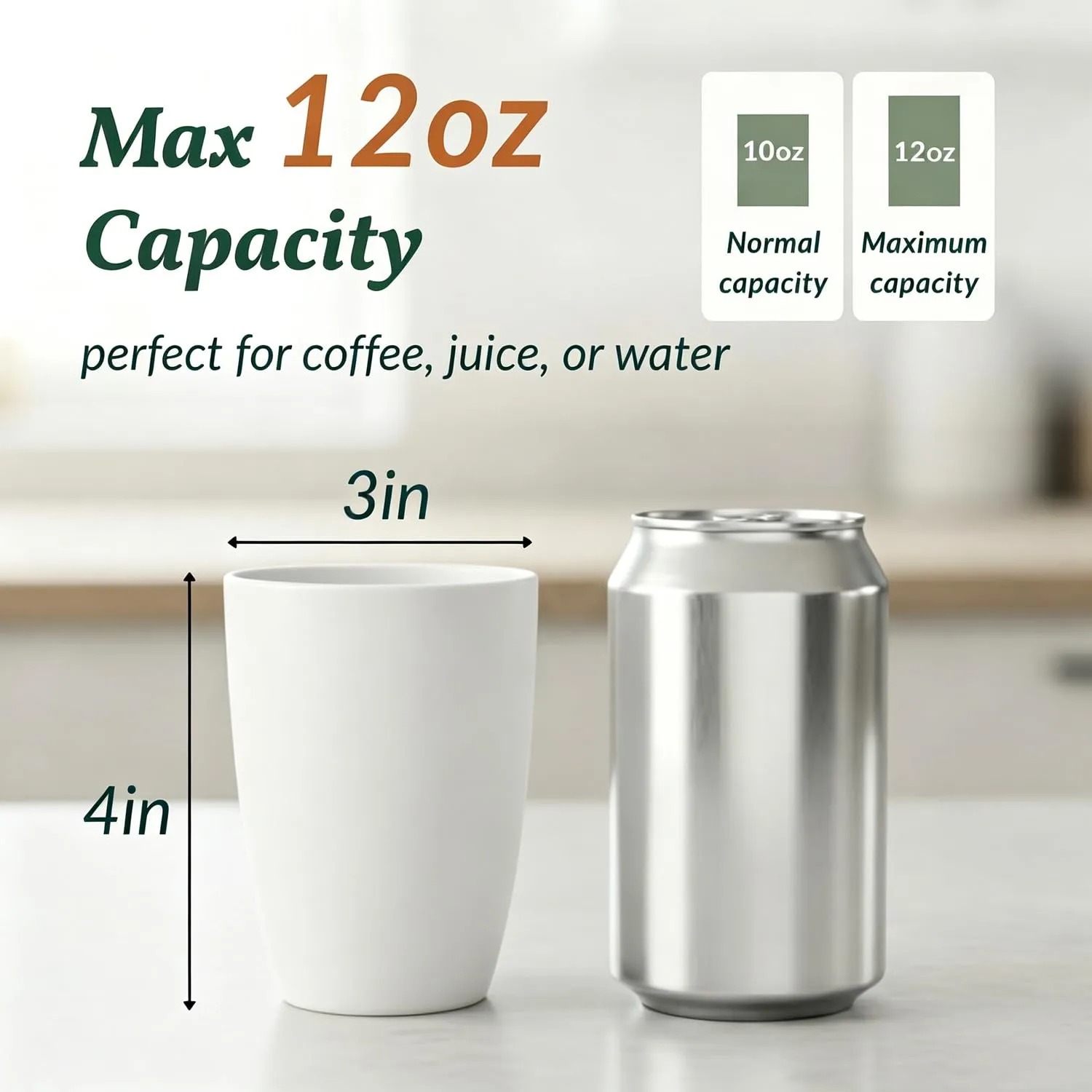 Homienly Wheat Straw Cups 12oz Unbreakable & Easy to Clean Cups Reusable Outdoor Drinking Cups for Travel,Camping,Picnic, Refrigerator and Dishwasher Safe Stackable Water Tumblers- White