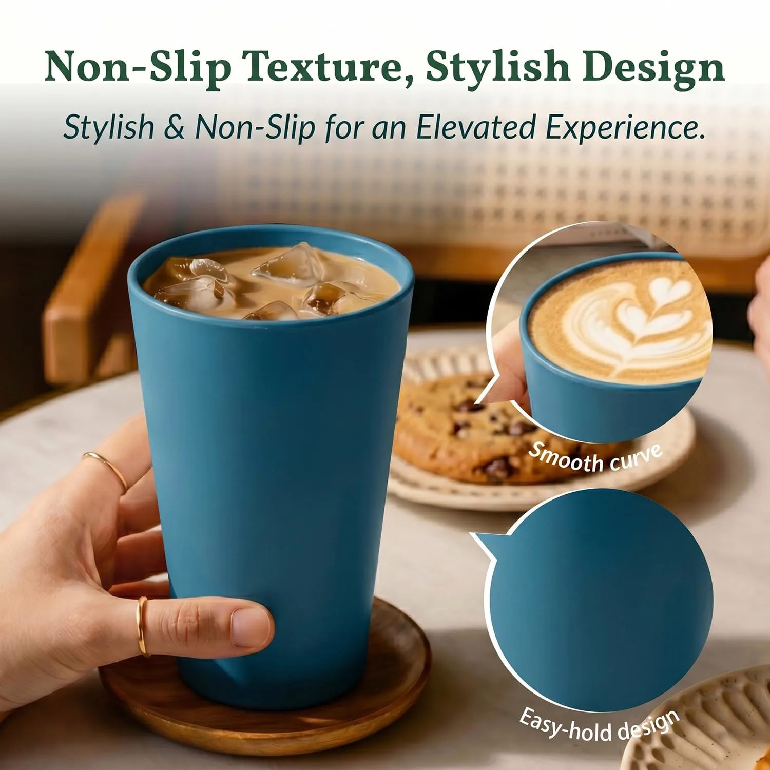 Homienly Reusable Plastic Cups - Wheat Straw Unbreakable Drinking Glasses & Water Glasses | Multi-Color Stackable Plastic Cups, Dishwasher Safe | Glassware & Cup Sets for Kitchen (20 oz 8-Pack)