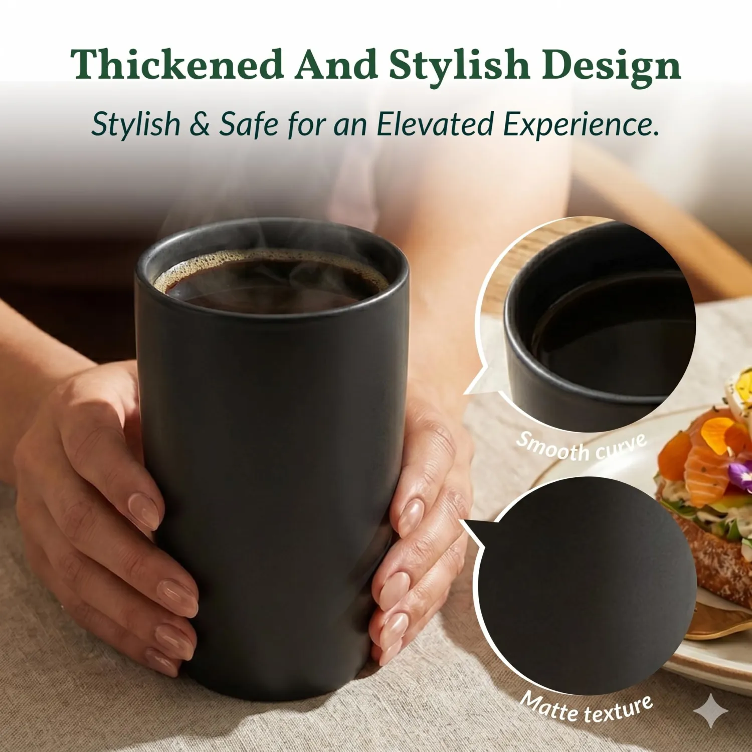 Homienly Premium Wheat Straw Cups, 20oz Lightweight and Unbreakable Drinking Cups Set of 6, Reusable Water Glasses Microwave and Dishwasher Safe Cup Set for Coffee, Milk, Juice - GreyStone