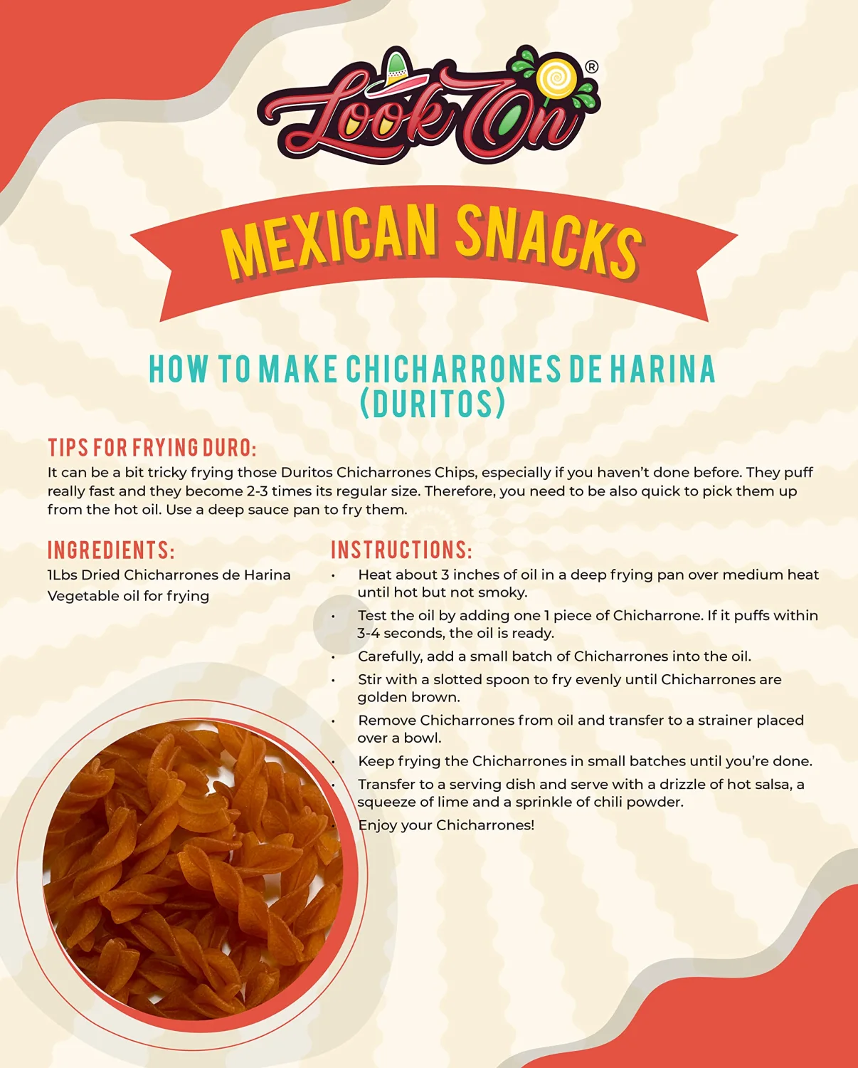Duritos (Duros) 2LB - Wheat Twists Snacks - Fritura De Tornillo - Mexicans Traditional Chicharrones De Harina - Wheel Puffs Chips by LookOn
