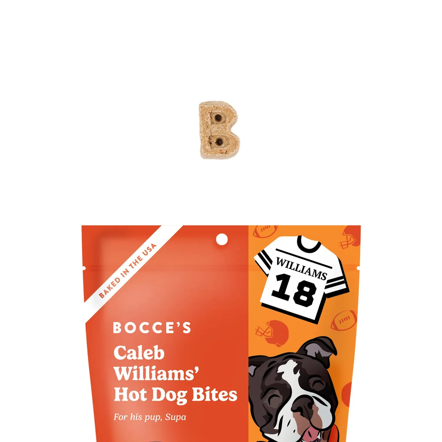 Bocce's Bakery Caleb William's Hot Dog Bites Dog Treats, PB & Bacon (6 oz) | Oven Baked, Wheat-Free Everyday Dog Treat Cookies - Made with Real, Limited Ingredients and Baked in The USA