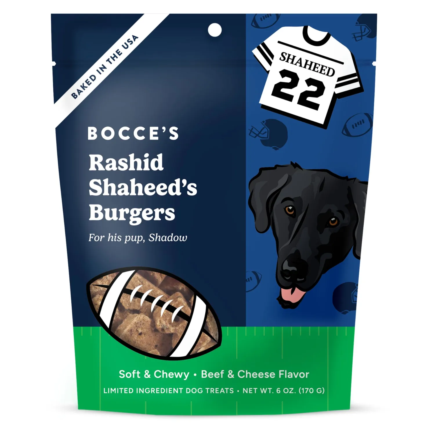 Bocce's Bakery Rashid Shaheed's Burgers Dog Treats, Beef & Cheese (6 oz) | Oven Baked, Wheat-Free Everyday Dog Treat Cookies - Made with Real, Limited Ingredients and Baked in The USA