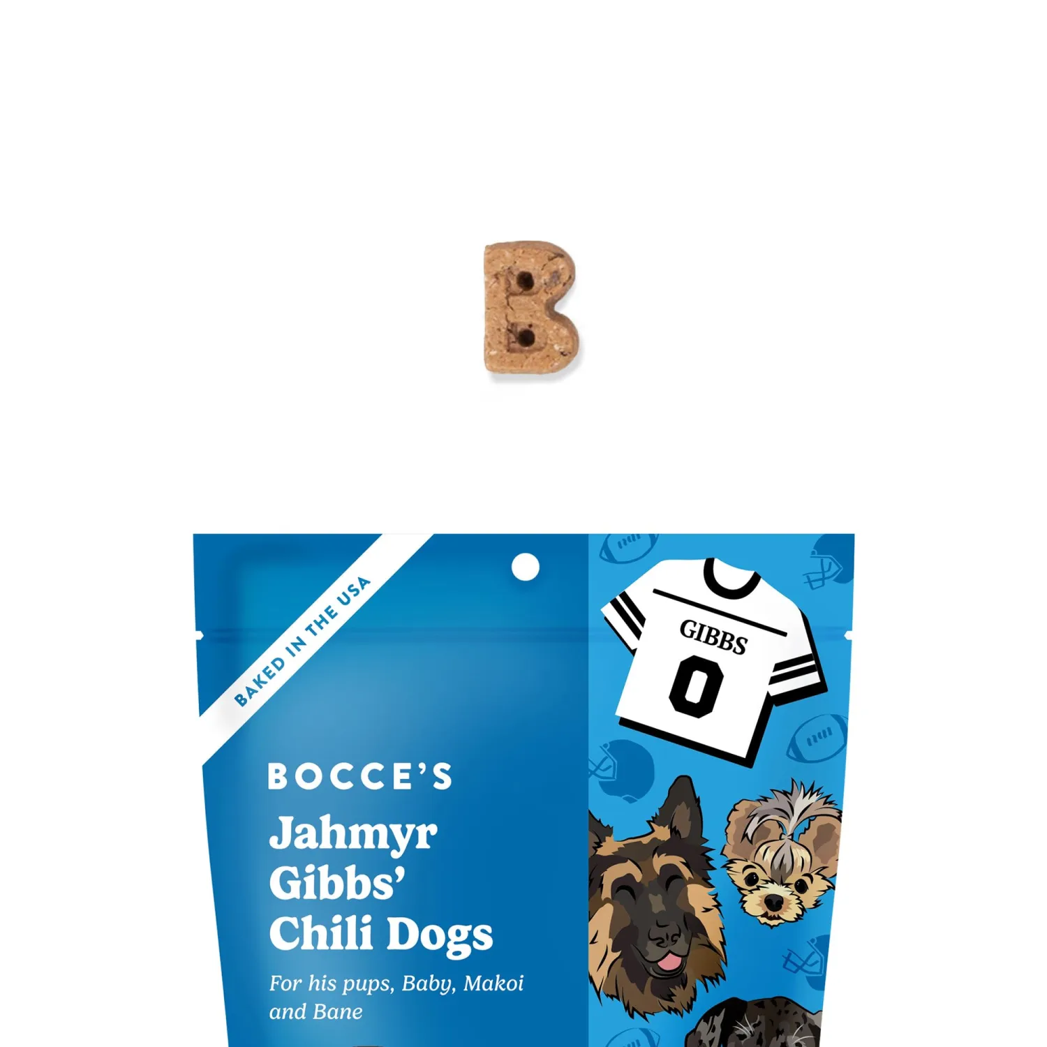 Bocce's Bakery Jahmyr Gibbs' Chili Dogs Dog Treats, Chicken & Pumpkin (6oz) | Oven Baked, Wheat-Free Everyday Dog Treat Cookies - Made with Real, Limited Ingredients and Baked in The USA