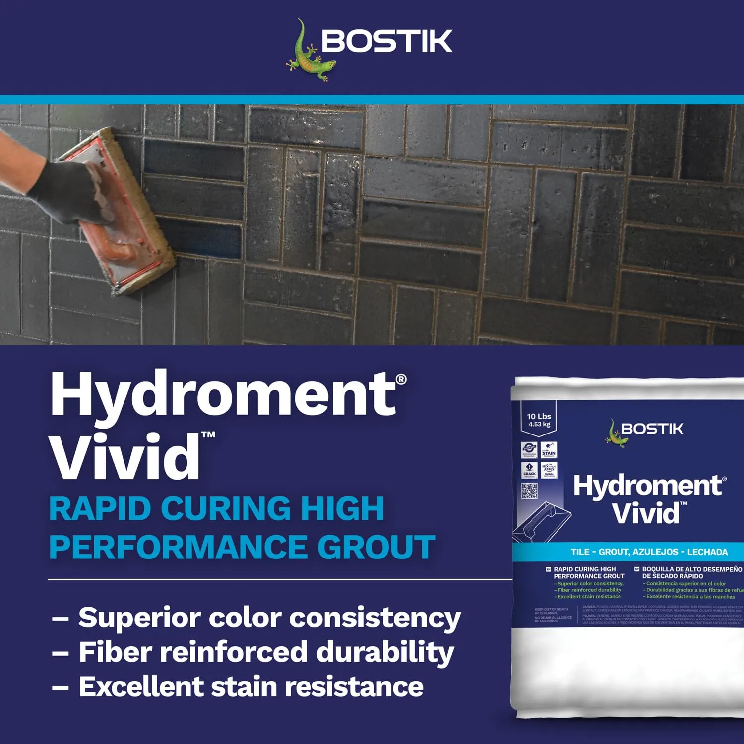 BOSTIK HYDROMENT Vivid 10lb Powder Tile Grout – Sand Beige H148 | Sand Beige H148 - Easy Apply High‑Performance Color‑Consistent Durable Stain‑Resistant Fast‑Curing for Indoor & Outdoor