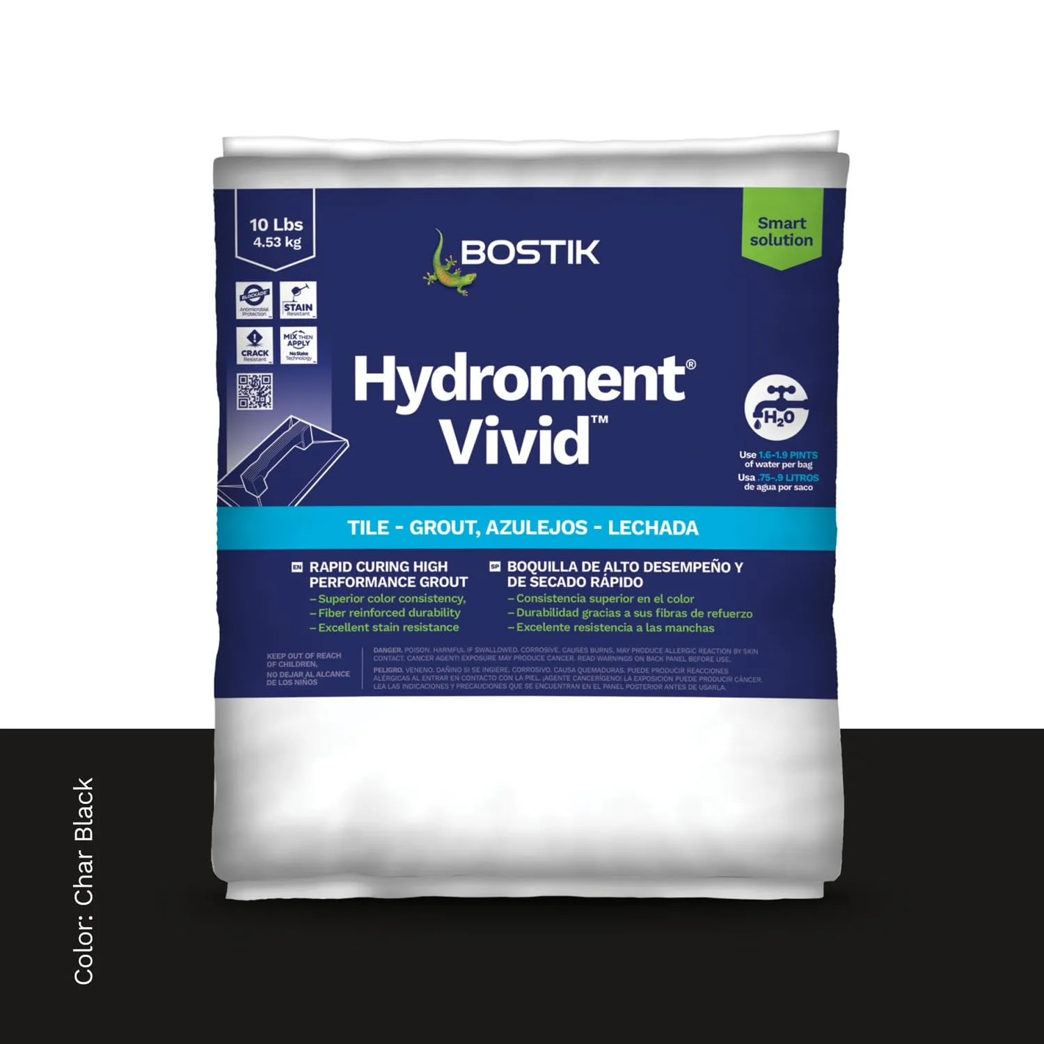 BOSTIK HYDROMENT Vivid 10lb Powder Tile Grout – Charcoal Black H139 | Charcoal Black H139 - Easy Apply High‑Performance Color‑Consistent Durable Stain‑Resistant Fast‑Curing for Indoor & Outdoor