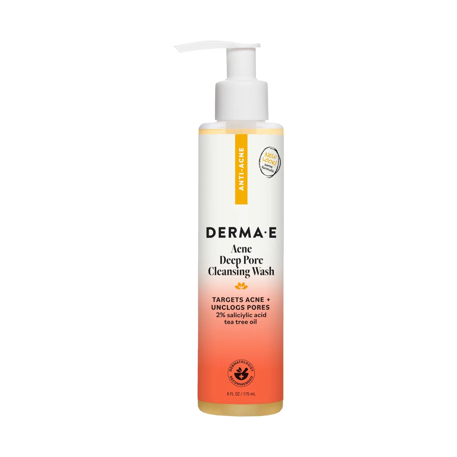 DERMA E Acne Face Wash, Deep Pore Cleansing, Gentle Oil Control, 6 Fl Oz | Facial cleanser for blemish-prone skin, helps target acne & unclog pores with salicylic acid & tea tree oil, vegan skin care