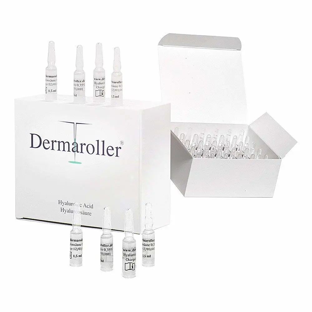 Dermaroller Hyaluronic Acid Ampoule Serum - 30 Pack Ampoules for Anti-Aging Skin Care, Deep Hydration, and Collagen Boost with Urea for All Skin Types