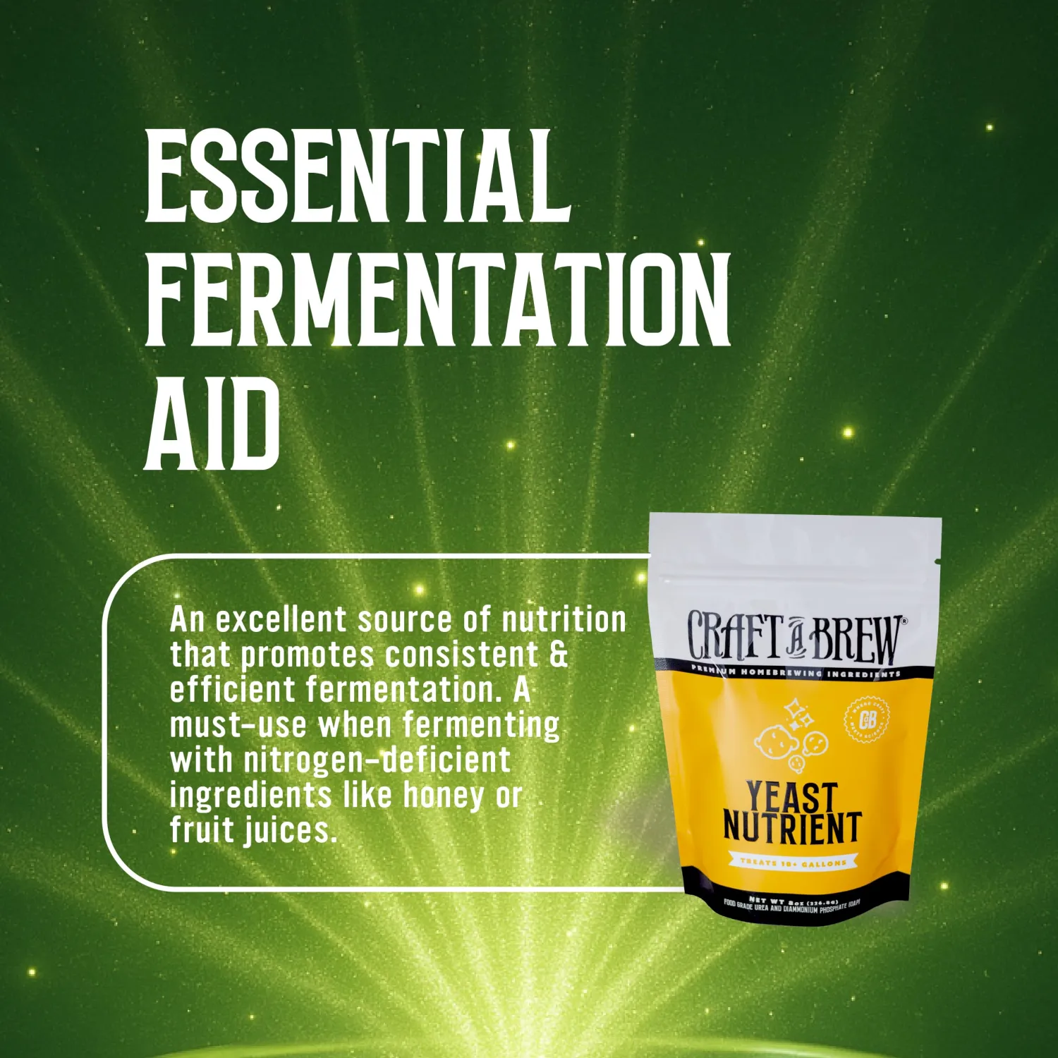 Craft A Brew - Yeast Nutrient - Food Grade - For Wine Making & Beer Brewing - Creates Nutrient Rich Environment For Yeast - 8 oz Package
