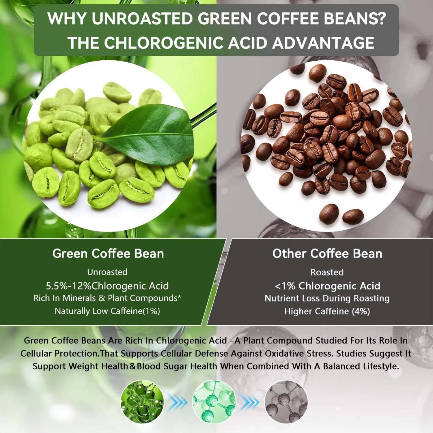 Green Coffee Bean Extract 50% Chlorogenic Acids, Energy and Digestion Support, Jitter Free, 30 Count