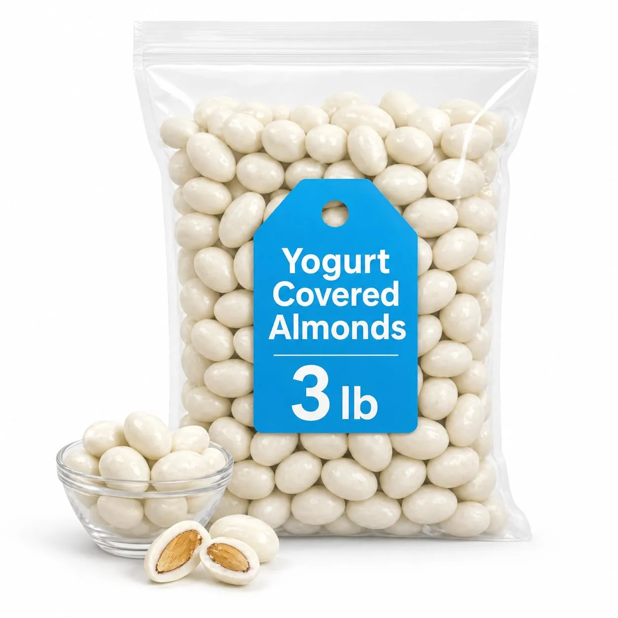 Yogurt Covered Almonds, Crunchy Whole Almonds in Creamy Coating, 3 lb