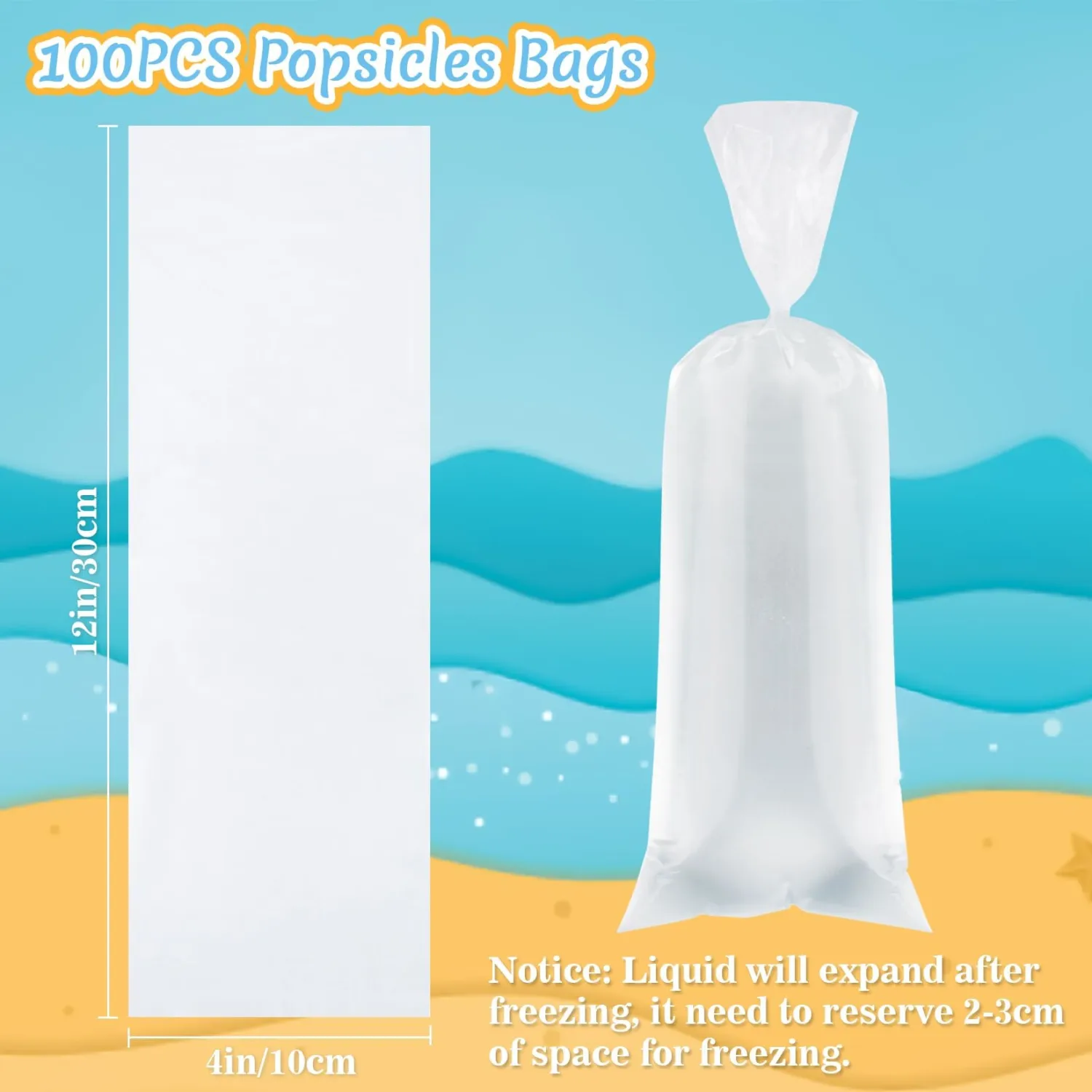 MAQIHAN 100 Ice Candy Plastic Bags - 4x12 Disposable Bolis Ice Pop Bags | Bolsas para bolis de hielo mexicanos, Bolsas para helados caseros, Popsicle Mold Bags for Ice Cream Smoothie, Beach Essential