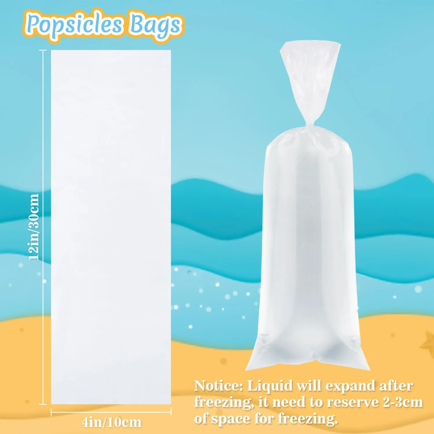 MAQIHAN 400 Ice Candy Plastic Bags - 4x12 Disposable Bolis Ice Pop Bags | Bolsas para bolis de hielo mexicanos, Bolsas para helados caseros, Popsicle Mold Bags for Ice Cream Smoothie, Beach Essential