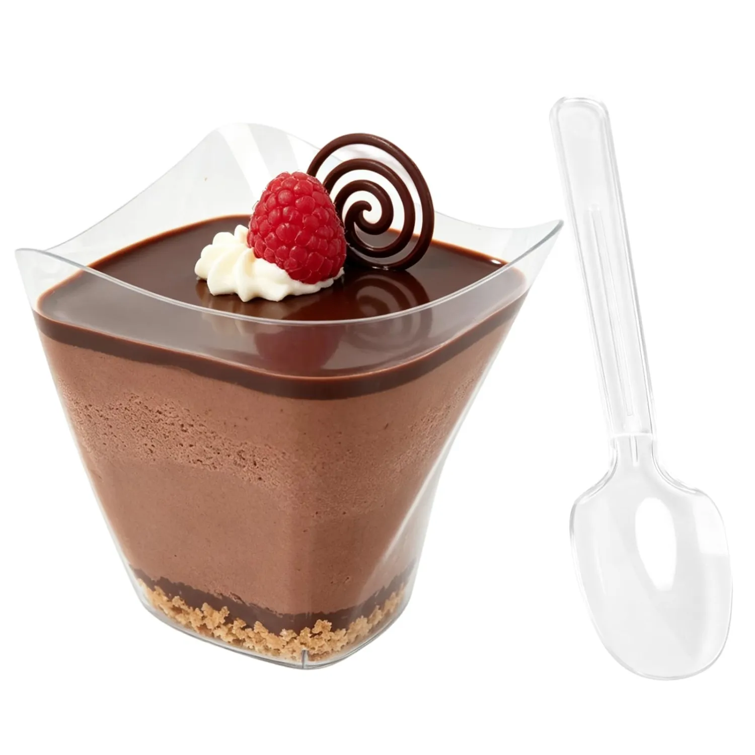 Disposable Plastic Ice Cream Cups with Spoons,20 Pack,Food‑Grade Plastic Dessert Cups for Sundae,Frozen Yogurt,Pudding,Party,Picnic,Birthday (Triangle)
