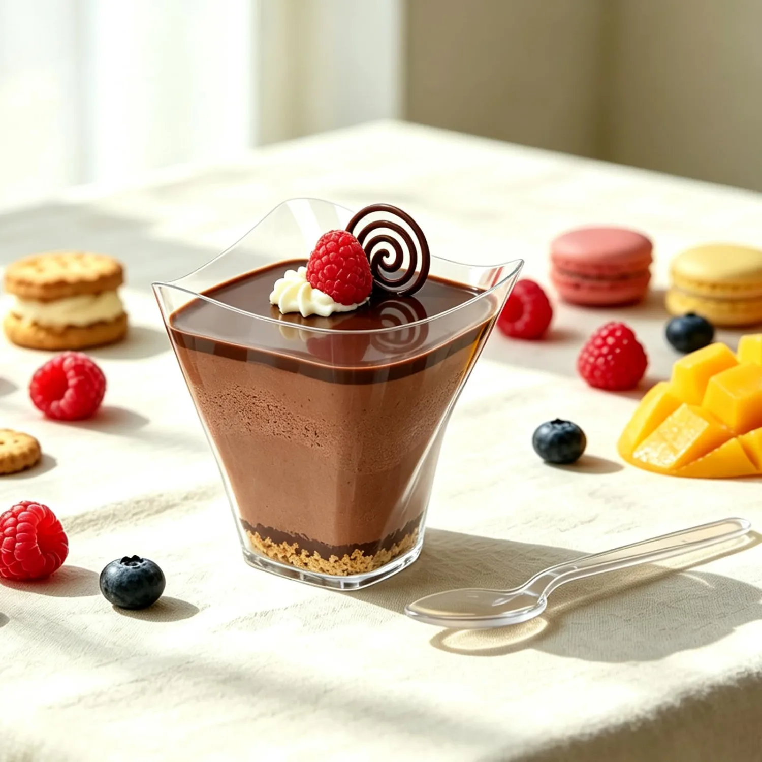 Disposable Plastic Ice Cream Cups with Spoons,20 Pack,Food‑Grade Plastic Dessert Cups for Sundae,Frozen Yogurt,Pudding,Party,Picnic,Birthday (Triangle)
