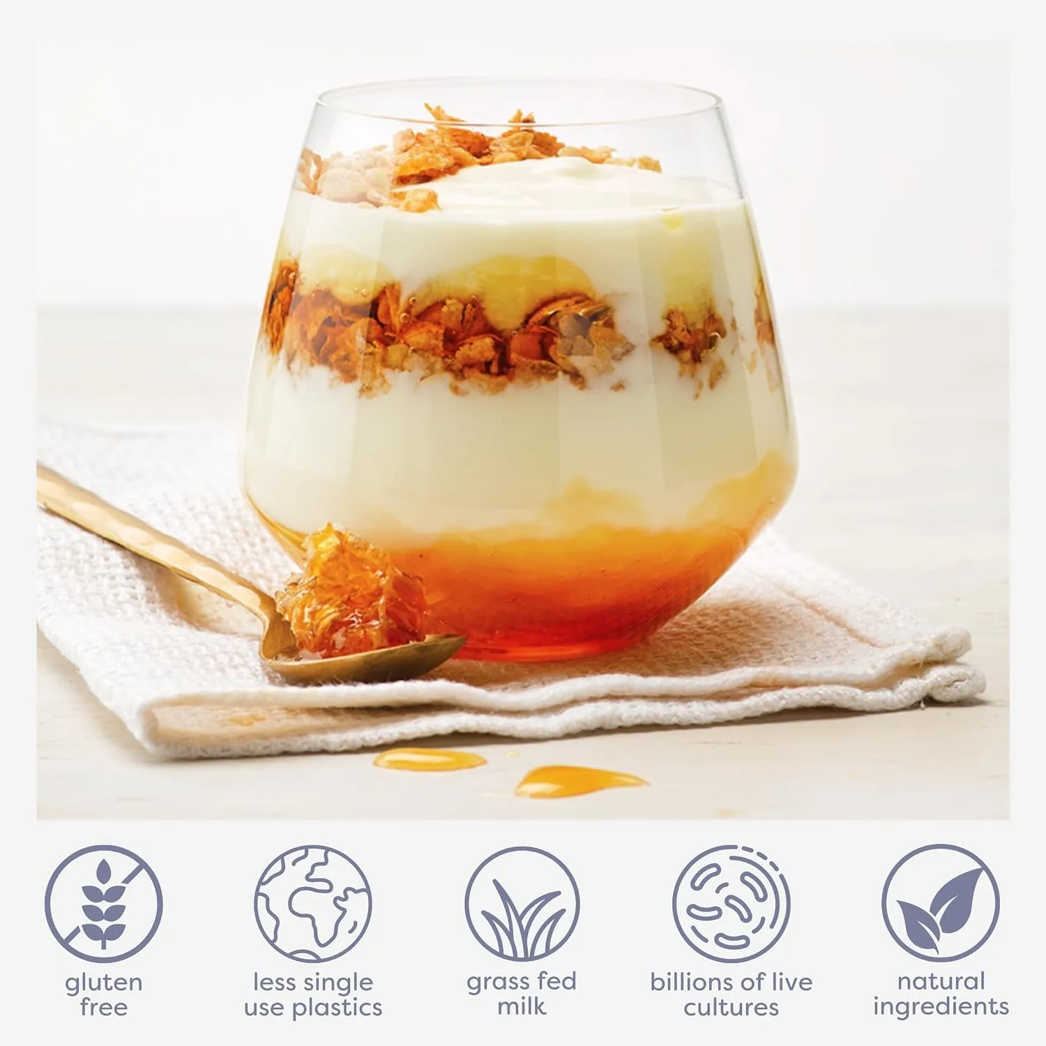 EasiYo Greek Style Manuka Honey Yogurt Base (10-pack, 70 Servings) with Live Cultures | Easy & Fresh Homemade Yogurt | Use with EasiYo Maker | New Zealand Milk from Grass Fed Cows