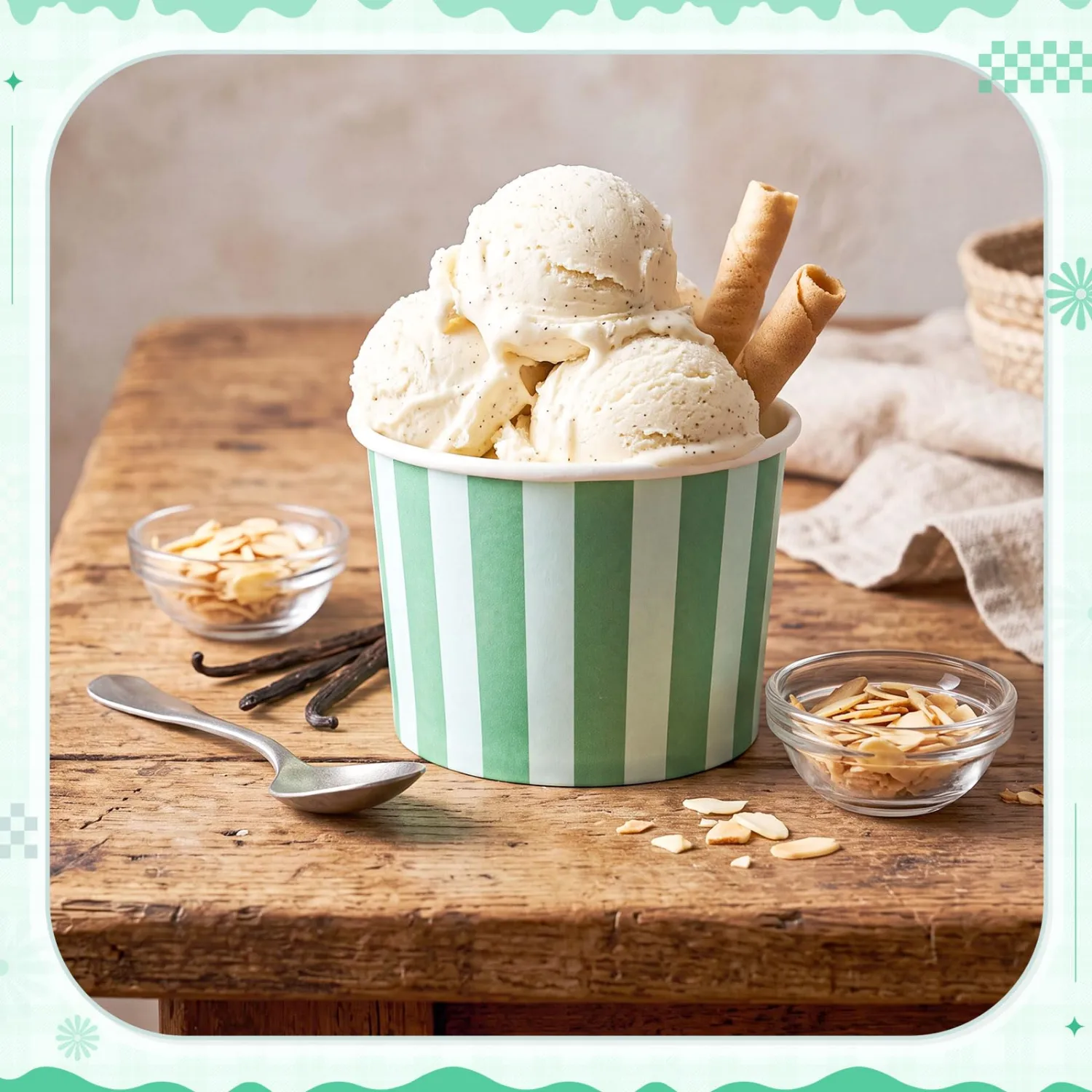 Zopeal 50 Count Teal and Light Blue Striped Ice Cream Cups Dessert Bowls | Disposable Paper 9 oz Ice Cream Bowls, Birthday Party Supplies, Snack Cups Sundae Picnic Yogurt Bowls for Food