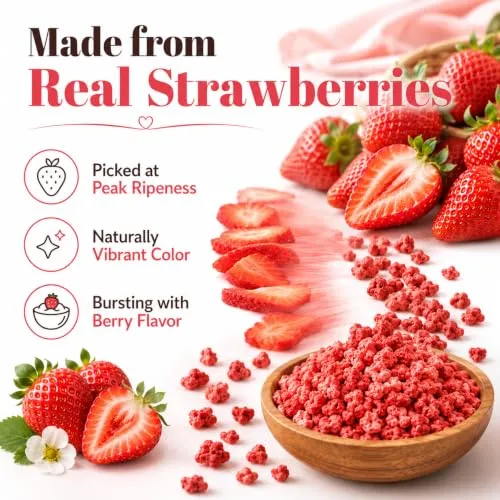 WildSap Emeralds Freeze Dried Strawberries Pieces 10.3oz (293g) - No Added Sugar, Non-GMO Crunchy Strawberry Snacks for Cereal, Yogurt, Baking & Smoothies