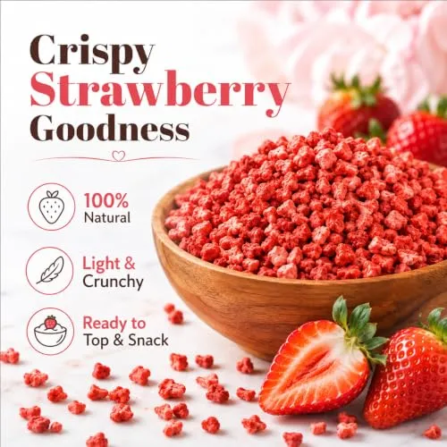 WildSap Emeralds Freeze Dried Strawberries Pieces 10.3oz (293g) - No Added Sugar, Non-GMO Crunchy Strawberry Snacks for Cereal, Yogurt, Baking & Smoothies