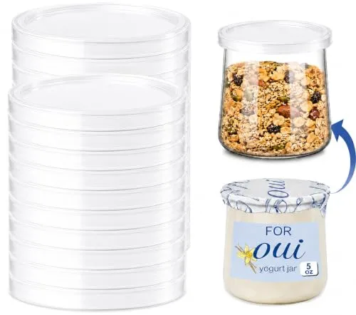 15 Pack Yogurt Jar Lids, BPA-Free Yogurt Container Jar Lids, Transparent