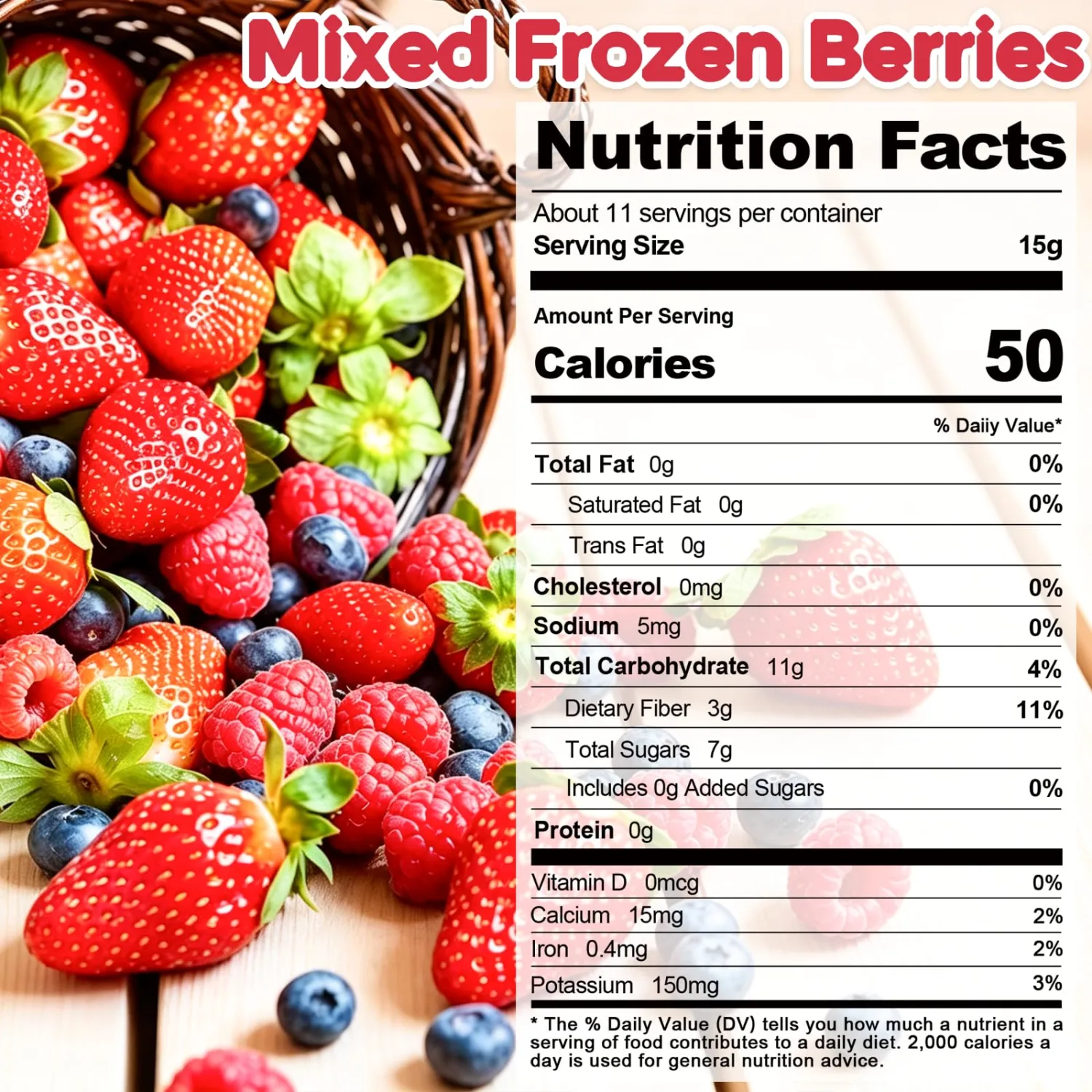 6oz Freeze Dried Mixed Berry Pieces, Strawberry, Raspberry & Blueberry
