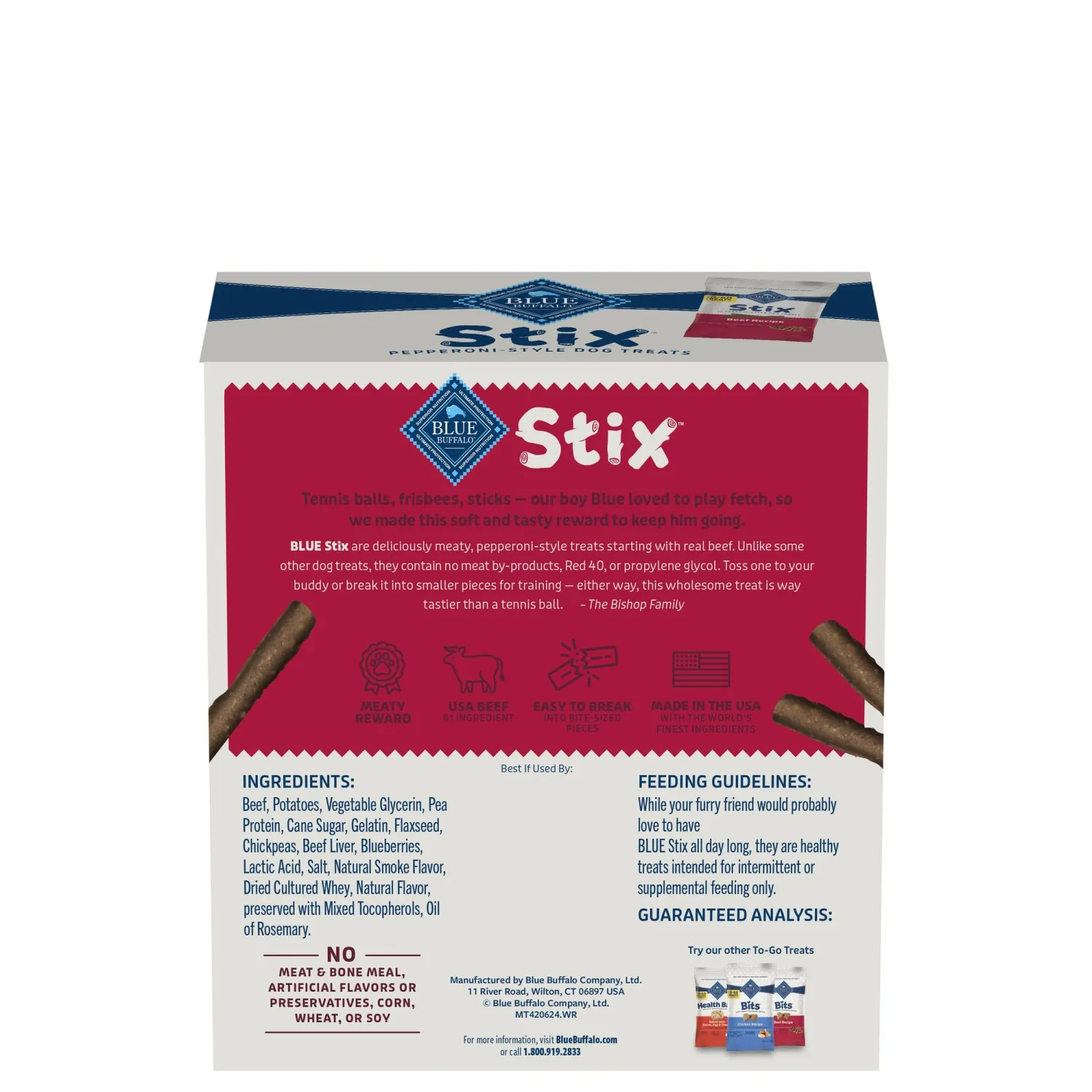 Blue Buffalo Stix Beef Pepperoni-Style Dog Treats, 1 oz, 12 ct