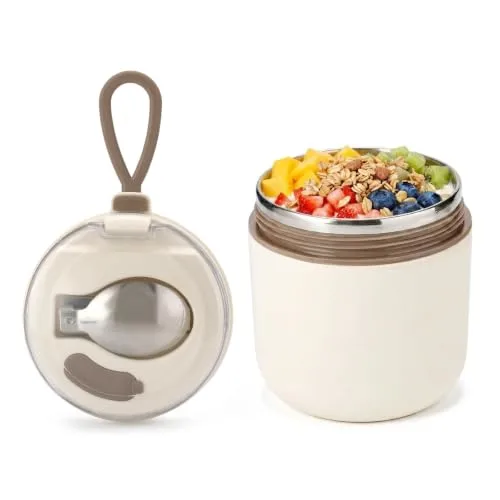 17oz Overnight Oats Containers with Lids &Spoon, Insulated Food Jar