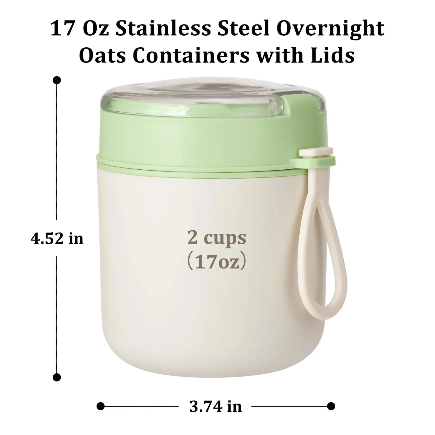 2Pcs Insulated Food Jar, Overnight Oats Containers with Lids & Spoon