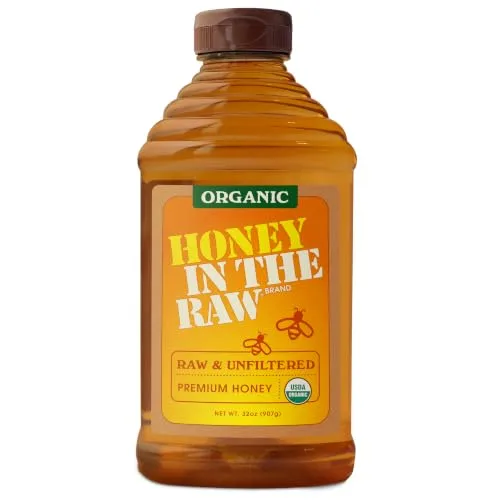 Honey In The Raw, Organic Raw & Unfiltered Honey, 32 oz Squeeze Bottle | Pure Raw & Unfiltered Organic Honey, No Additives, Gluten and BPA Free, USDA Certified, for Coffee, Tea, Baking & More