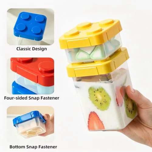 6 Pack Overnight Oats Containers with Lids, Plastic 16+5 oz Snack Container Dry and Wet Separation, Leak Proof Snack Cup, Portable Yogurt Containers, Reusable Storage Jar for Oatmeal Salad Yogurt