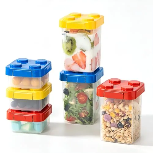 6 Pack Overnight Oats Containers with Lids, Plastic 16+5 oz Snack Container Dry and Wet Separation, Leak Proof Snack Cup, Portable Yogurt Containers, Reusable Storage Jar for Oatmeal Salad Yogurt