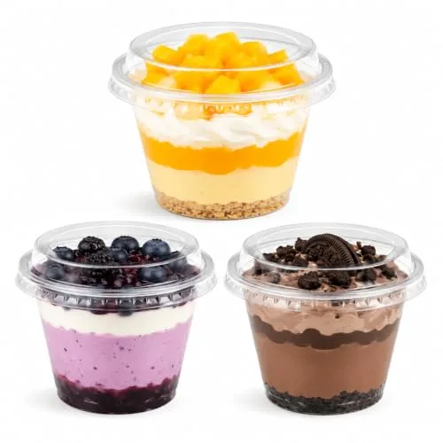 50 Pack 6 oz Clear Plastic Dessert Cups with Lids, Parfait Cups