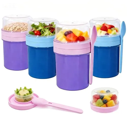 Overnight Oats Containers with Lids,Slushie Cups,Yogurt Cup,Milkshake Cup