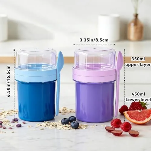 Overnight Oats Containers with Lids,Slushie Cups,Yogurt Cup,Milkshake Cup