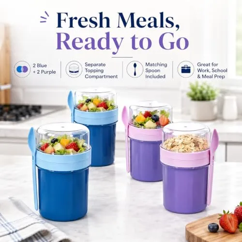 Overnight Oats Containers with Lids,Slushie Cups,Yogurt Cup,Milkshake Cup