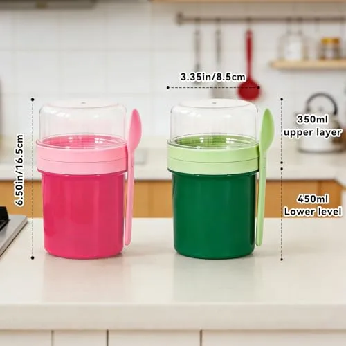 Overnight Oats Containers with Lids,Slushie Cups,Yogurt Cup,Milkshake Cup