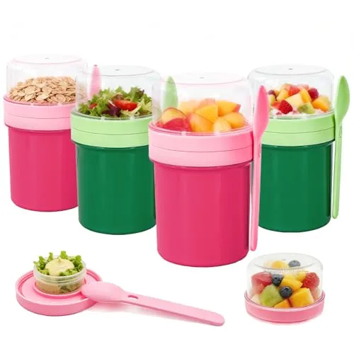 Overnight Oats Containers with Lids,Slushie Cups,Yogurt Cup,Milkshake Cup
