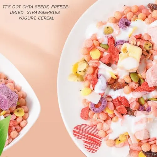 Chia Seed Strawberry Yogurt Cereal – Crunchy, with Milk or Yogurt, 14.11 oz
