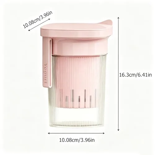 Yogurt Strainer, Greek Yogurt Maker With 225 Mesh Filter, BPA Free Plastic, Multi Color Yogurt Filter For Homemade Greek Yogurt And Whey Separation (Pink, 3rd Generation)