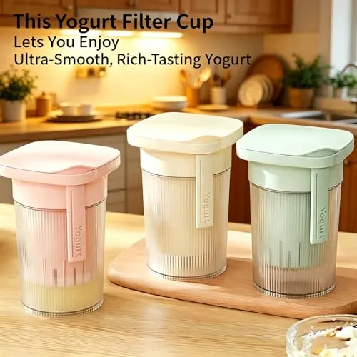 Yogurt Strainer, Greek Yogurt Maker With 225 Mesh Filter, BPA Free Plastic, Multi Color Yogurt Filter For Homemade Greek Yogurt And Whey Separation (Pink, 3rd Generation)