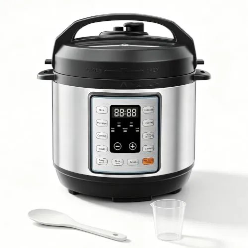 Simple Deluxe 10-In-1 Electric Pressure Cooker, 3QT Instant Multi Cooker, Olla de Presion Nonstick Pot 3 Quarts for Slow Cook, Rice Cook, Steam, Sauté, Canning, Yogurt Maker, Warm, Silver