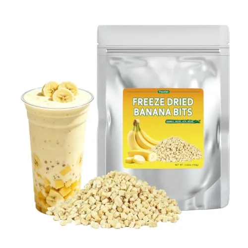 Fraunitsh Freeze-dried Banana Dices, 3.52oz Banana Bits, No Sugar Added