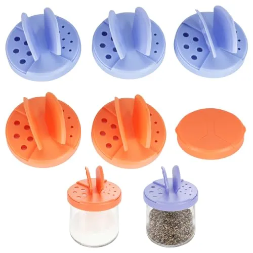 6 Pcs Spice Shaker Lids Compatible with Oui Yogurt Jars (5 oz), Adjustable Jar Spice Caps, Food-Grade Oui Shaker Lids with Dual-Sized Hole, Perfect Sealing, Dishwasher Safe (Jars Not Included)