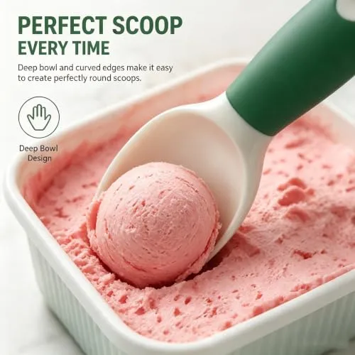 Ice Cream Scoop, Non-Slip Plastic Scooper for Frozen Yogurt
