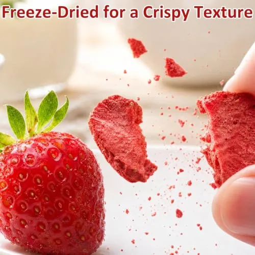 5.64 oz Freeze Dried Strawberry Slices - Crispy Dried Strawberries for Yogurt, Cereal, Oatmeal, Smoothies, Baking, Desserts, Cake Decorating & Snack Toppings