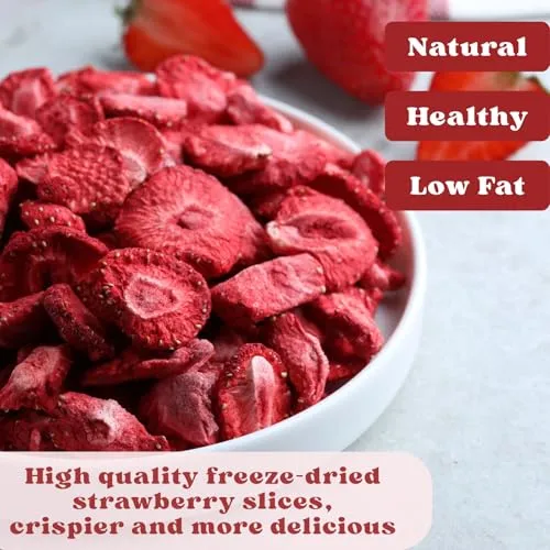5.47 Oz Freeze Dried Sliced Strawberries Fruit Snack for Baking & Yogurt