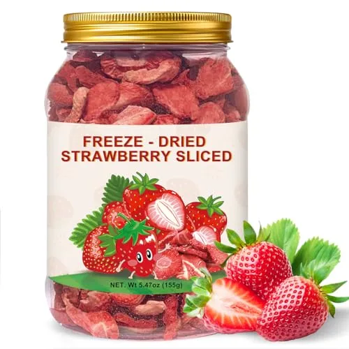 5.47 Oz Freeze Dried Sliced Strawberries Fruit Snack for Baking & Yogurt