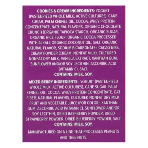 Greek Yogurt Mini Bars Variety Pack, Frozen Greek Yogurt Bars in Assorted Flavors, Includes: 24 mini bars ,12 - Mixed Berry ,12 - Cookies & Cream , Creamy Snack Size Frozen Treats, Perfect for Dessert, Snacks, Lunchboxes and Family Enjoyment, 24 Count – TOTAL NET WT [ 18.6 OZ , 1.16 LB ] .