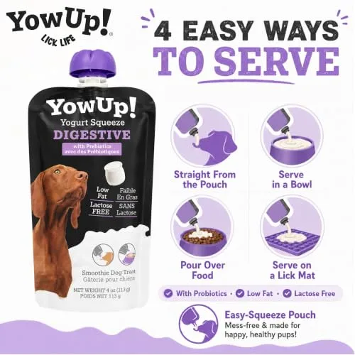 YowUp Dog Yogurt Treat, Digestive with Prebiotics, 4 Pouches